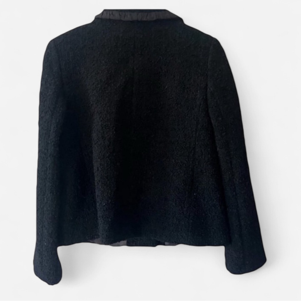 J. CREW BOUCLÈ TWEED PENNY JACKET BLACK ROUND COLLAR SILK TRIM OLD MONEY SIZE 6 - Picture 3 of 14